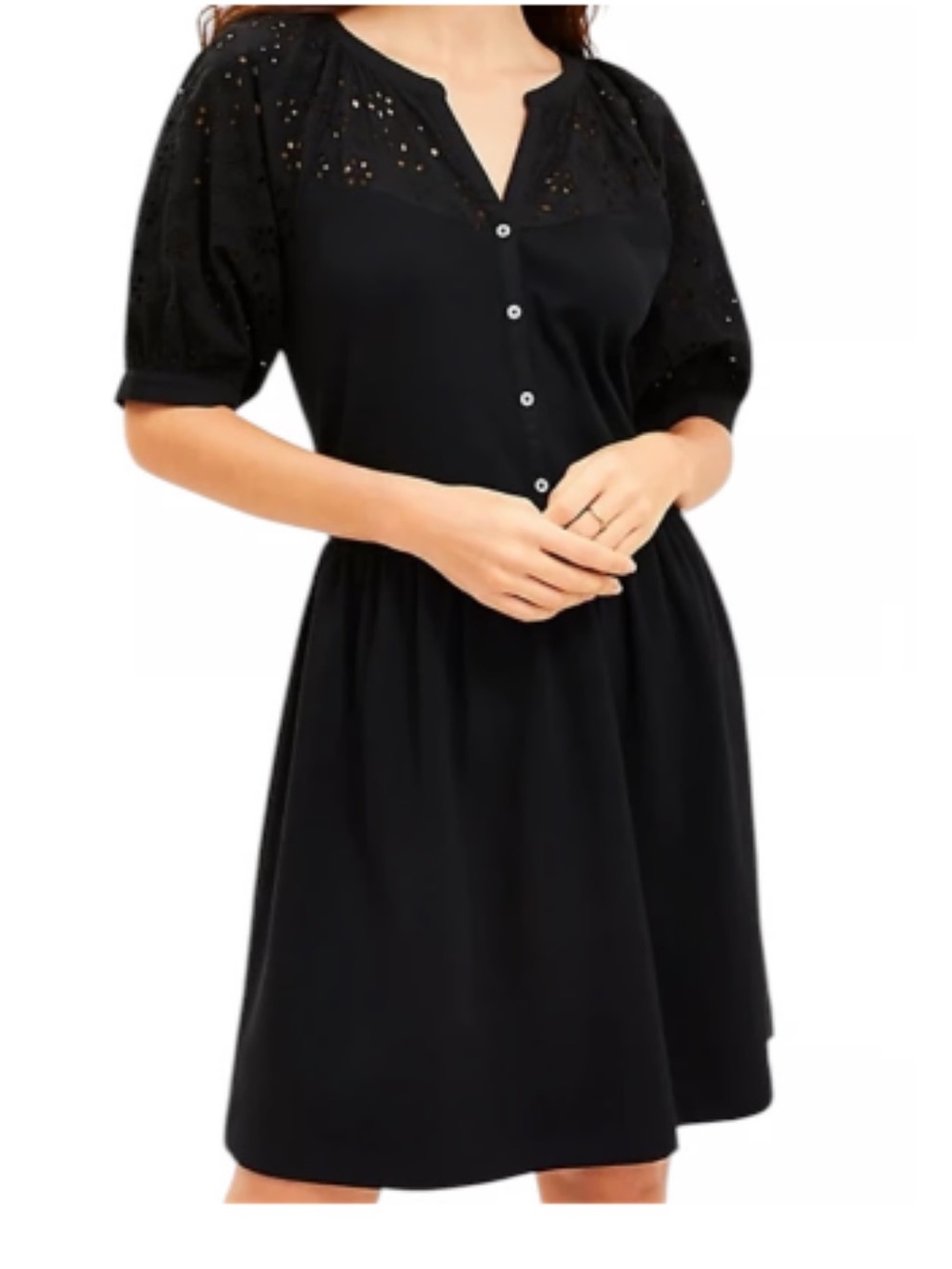 Ann Taylor Loft NWT Black Button Front Dress